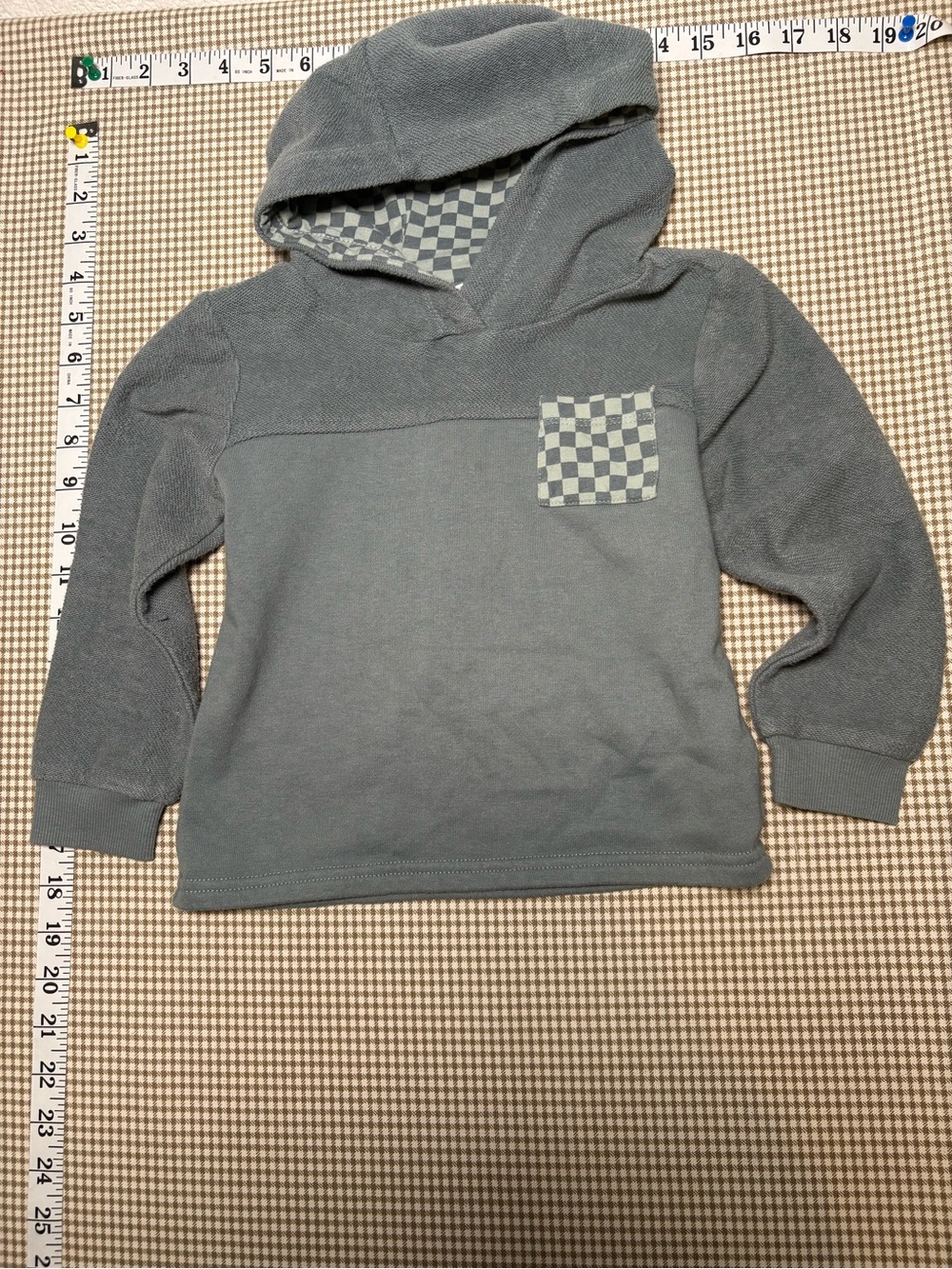 Novogratz Kids Gray Checkerboard Hooded Sweatshirt Hoodie Size 4T